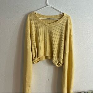 Free People Beach Yellow Cropped Sweater
